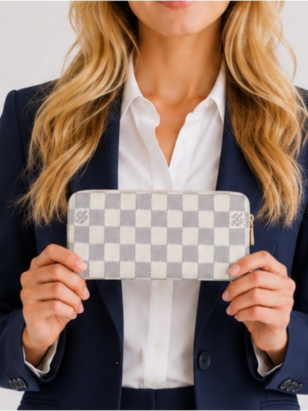Louis Vuitton Cream and Gray Checkered Wallet